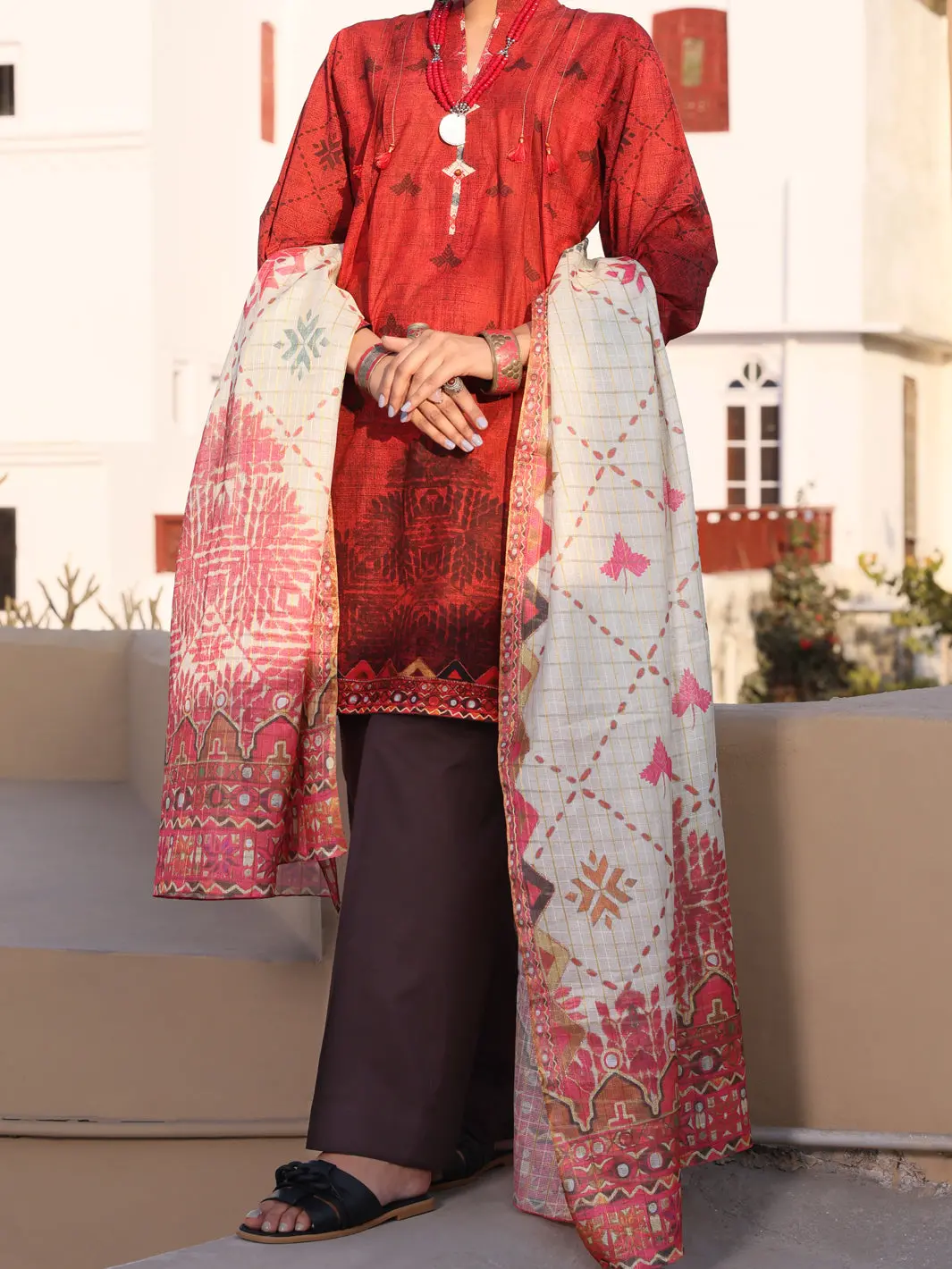Maroon Lawn 3Pc Stitched - Alp-3Ps-1118/S 1