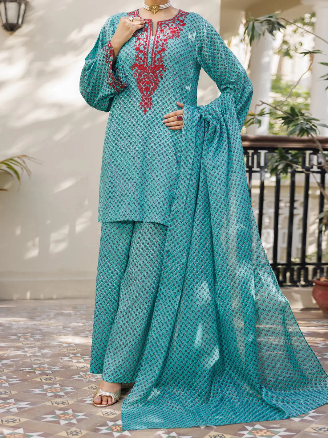 Green Lawn 3Pc Stitched - Alp-3Ps-2572 1