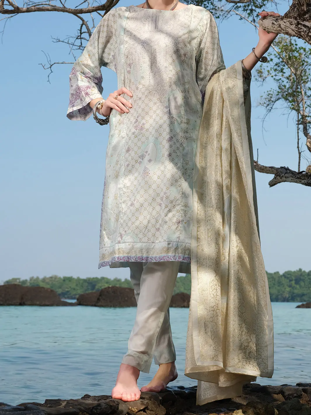 Aqua Lawn 3Pc Unstitched - Alp-3Ps-857 1