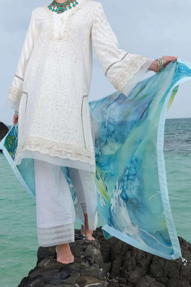White Schiffli Lawn 3Pc Stitched - Alp-708 1