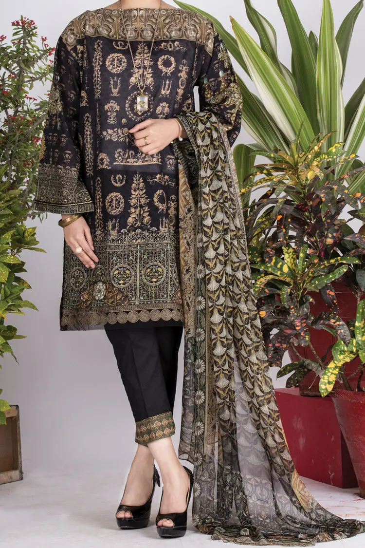 Black Lawn 3Pc Stitched - Alp-715 1