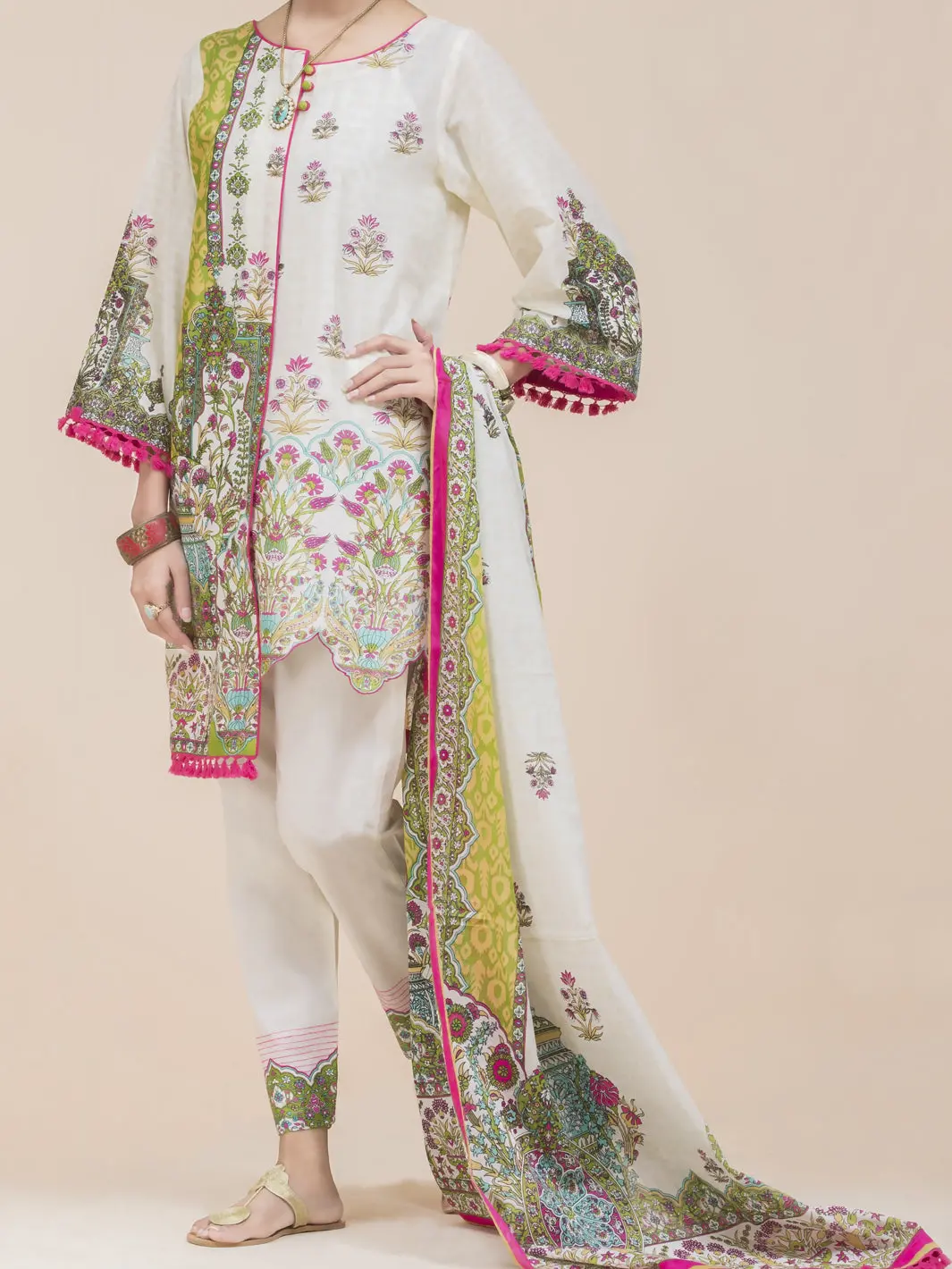 Off White Lawn 3Pc Stitched - Alp-3Ps-777 1