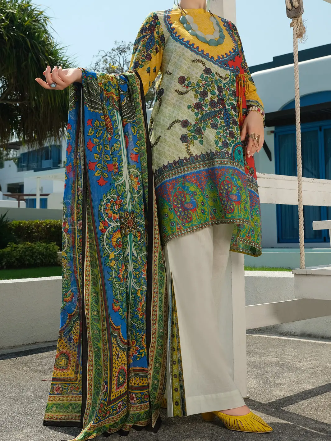 Yellow 3Pc Unstitched - Alp-3Ps-783 1