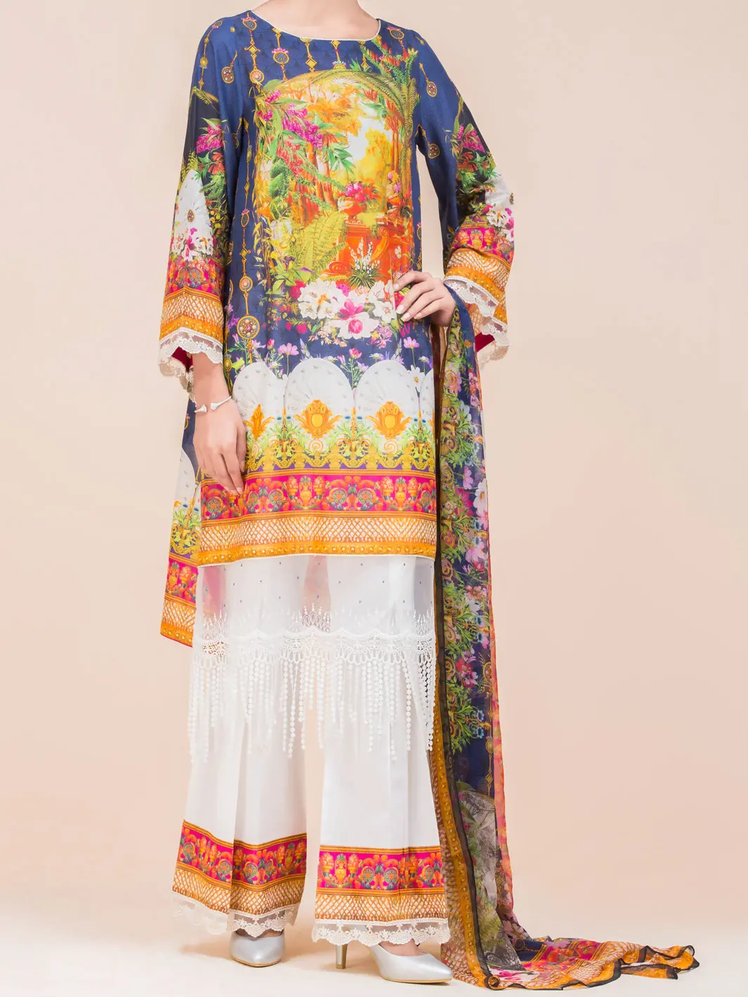 Blue Lawn 3Pc Stitched - Alp-3Ps-786 1