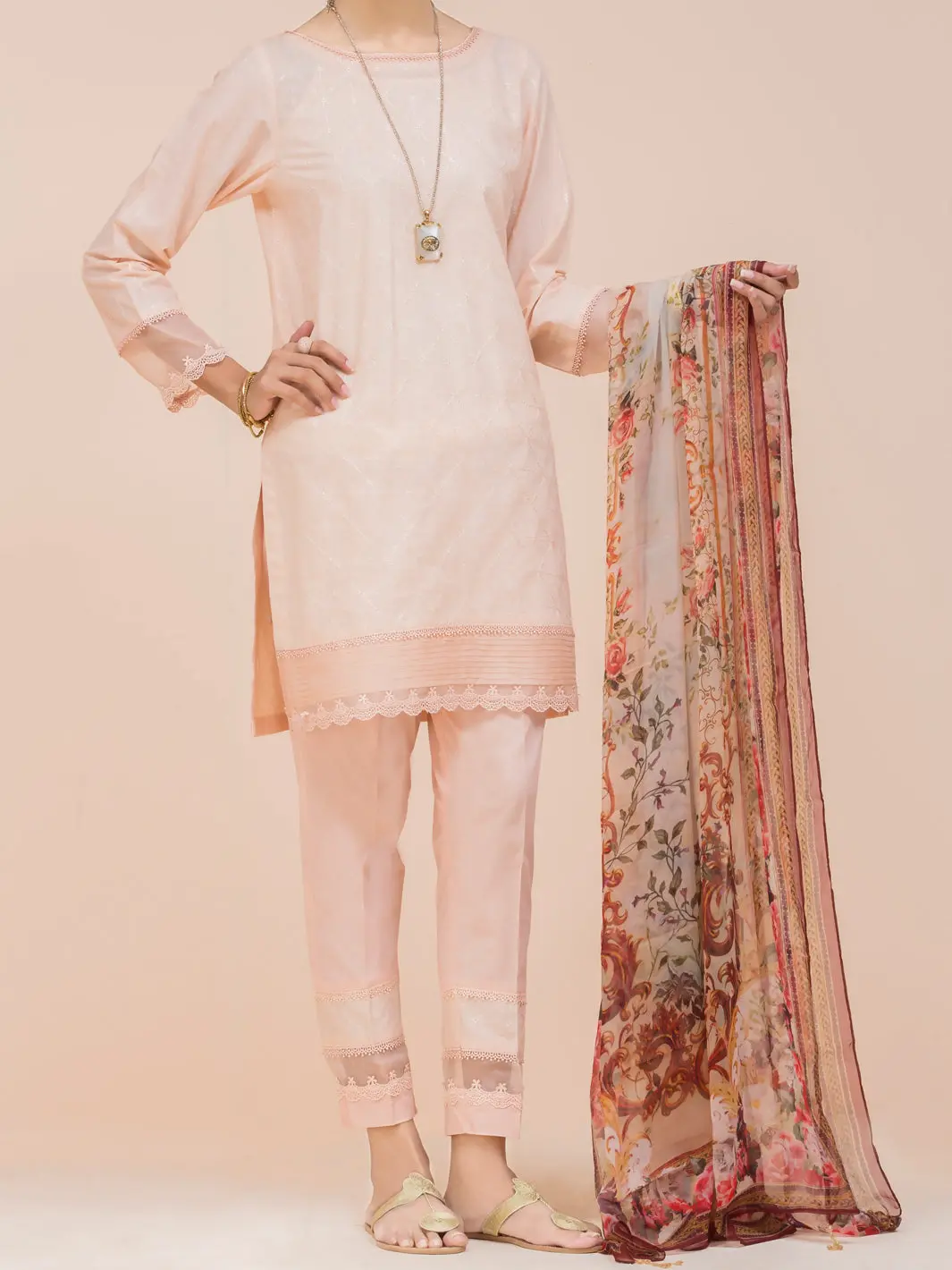 Peach Lawn 3Pc Stitched - Alp-3Ps-791 1