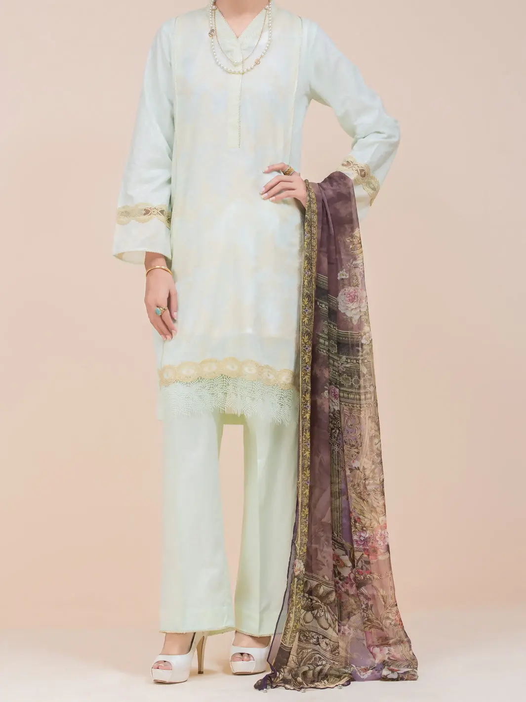 Sea Green Lawn 3Pc Unstitched - Alp-3Ps-792 1