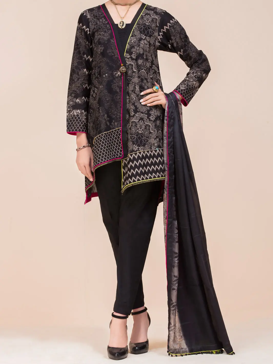 Black Lawn 3Pc Stitched - Alp-3Ps-794 1