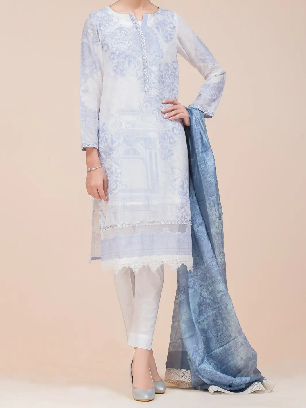 White Lawn 3Pc Unstitched - Alp-3Ps-795 1