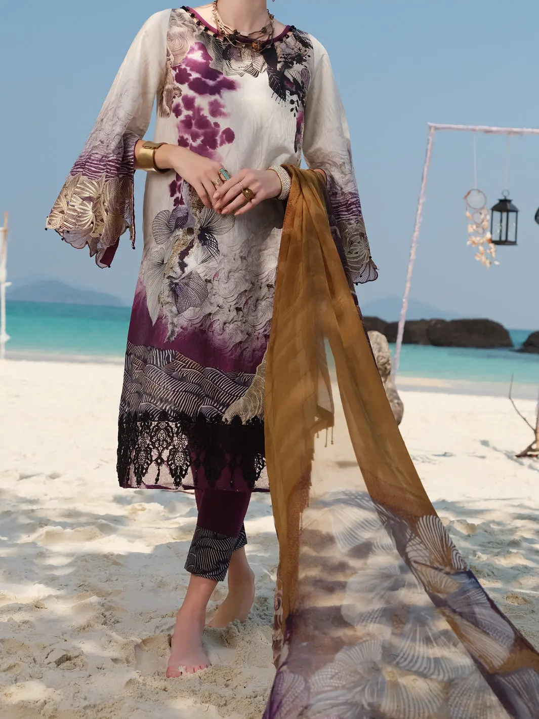 Purple Jacquard 3Pc Stitched - Alp-3Ps-824 1