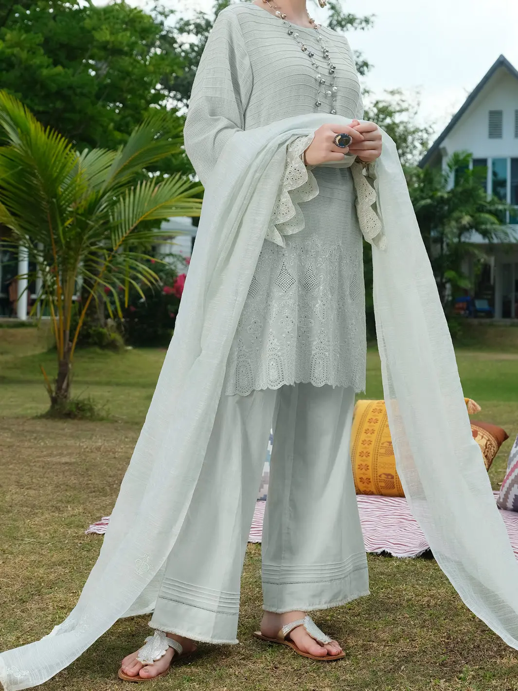 Sea Green Schiffli Lawn 3Pc Stitched - Alp-3Ps-827 1