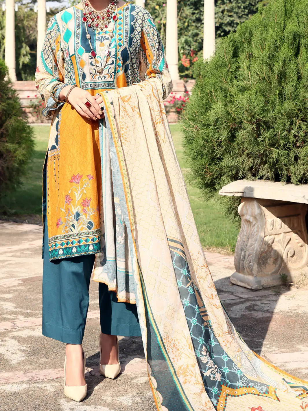 Mustard Lawn 3Pc Stitched - Alp-3Ps-923/S 1