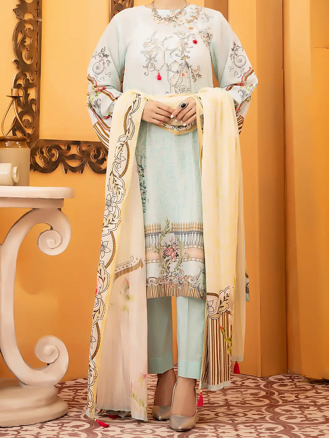 Aqua Lawn 3Pc Stitched - Alp-930 1