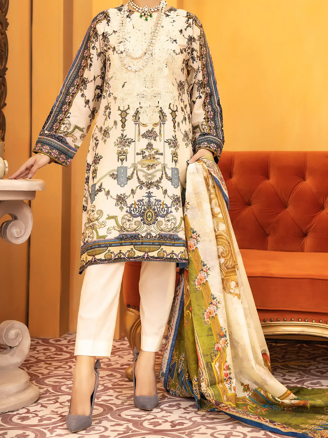 Ivory Lawn 3Pc Stitched - Alp-932 1