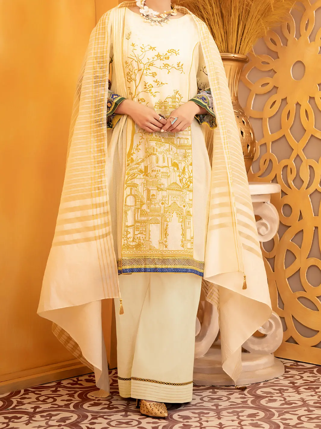Yellow Lawn 3Pc Unstitched - Alp-933 1