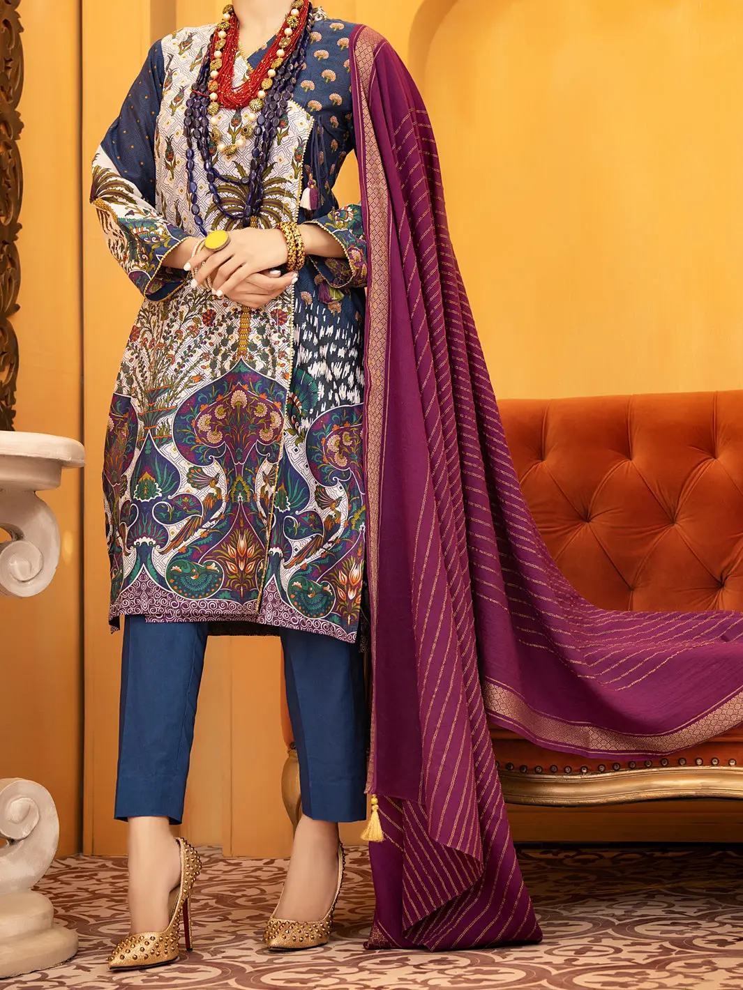 Blue Lawn 3Pc Stitched - Alp-934 1