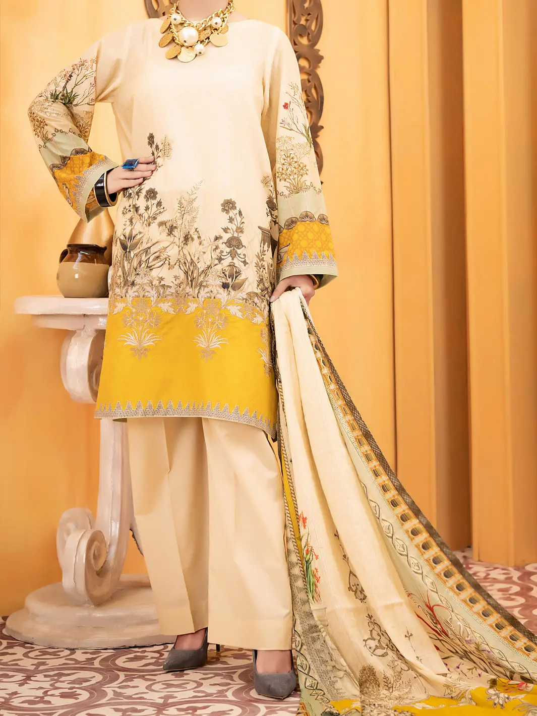 Beige Lawn 3Pc Stitched - Alp-937 1