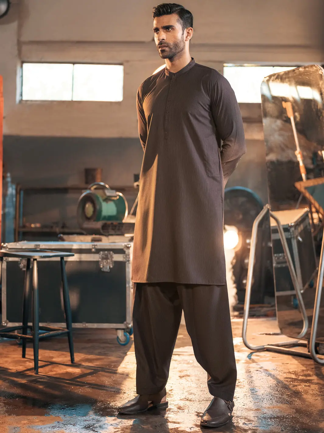 Deep Purple Blended Kurta Shalwar - Al-Ks-2683 1