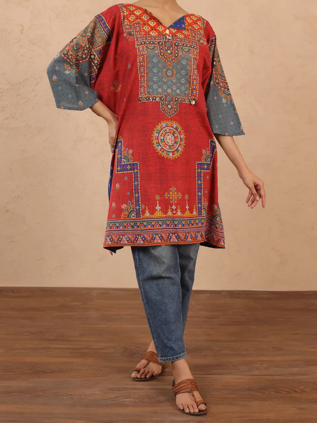 Red Cambric Tunic - Alp-Lk-1980 1