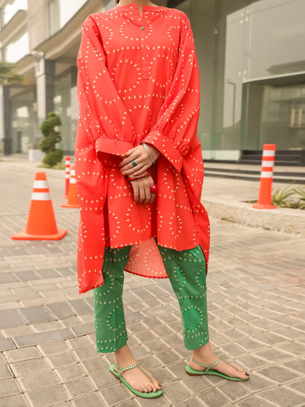 Orange Lawn Kurti - Alp-Slk-2544 1