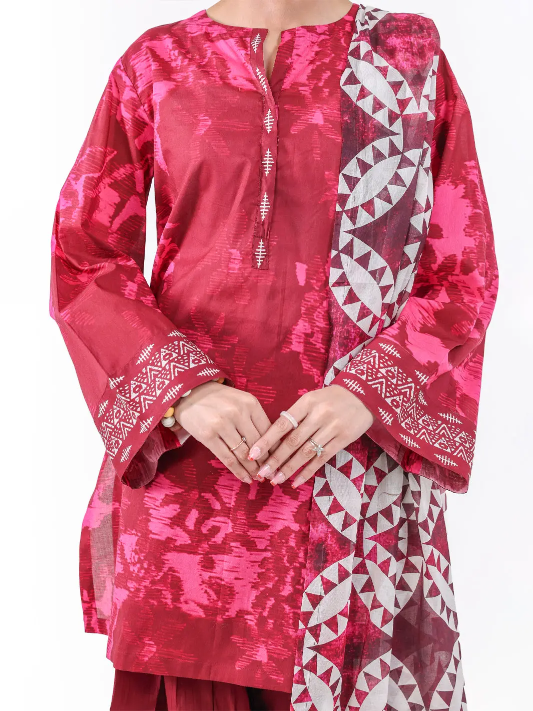 Maroon Lawn 2Pc Unstitched - Alp-2Ps-Lkd-2467 2