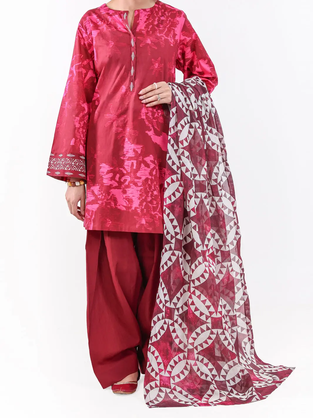 Maroon Lawn 2Pc Unstitched - Alp-2Ps-Lkd-2467 1