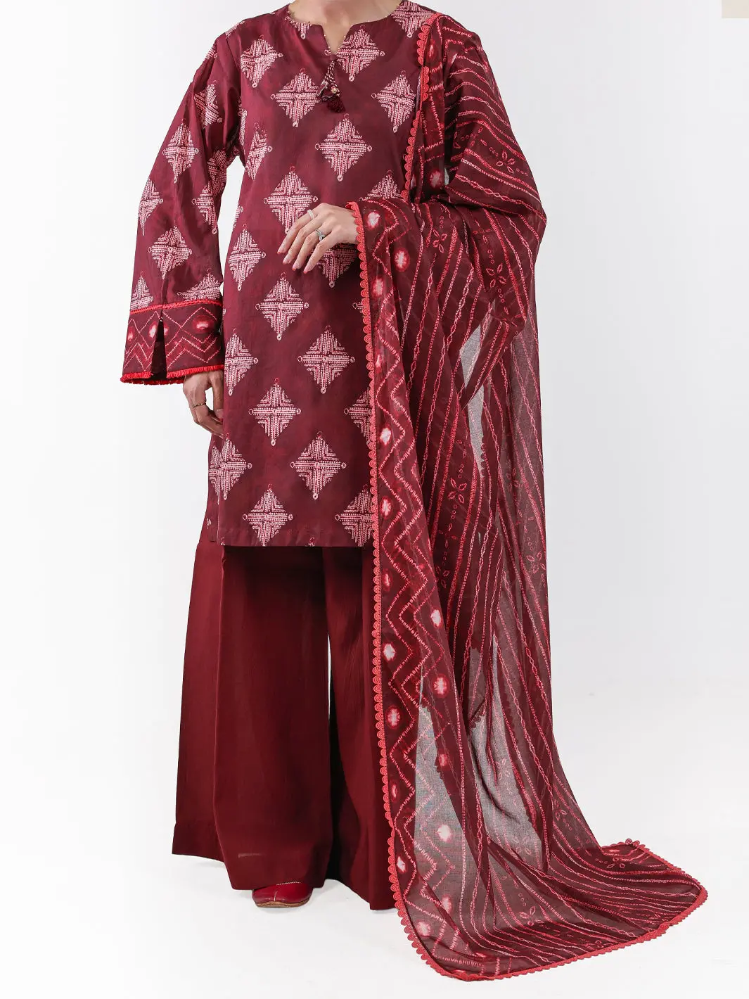 Maroon Lawn 2Pc Unstitched - Alp-2Ps-Lkd-2471 1