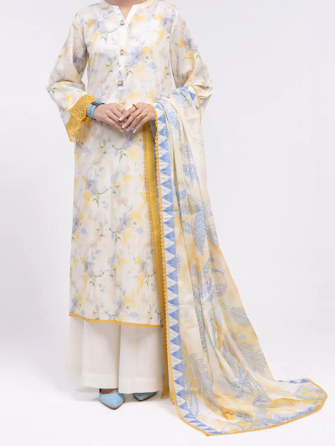 Off White Lawn 2Pc Unstitched - Alp-2Ps-Lkd-2475 1
