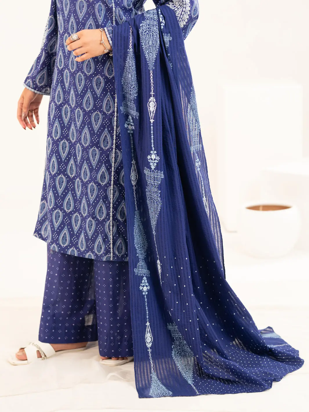 Blue Dobby Dyed Stole - Alp-St-2335A 1