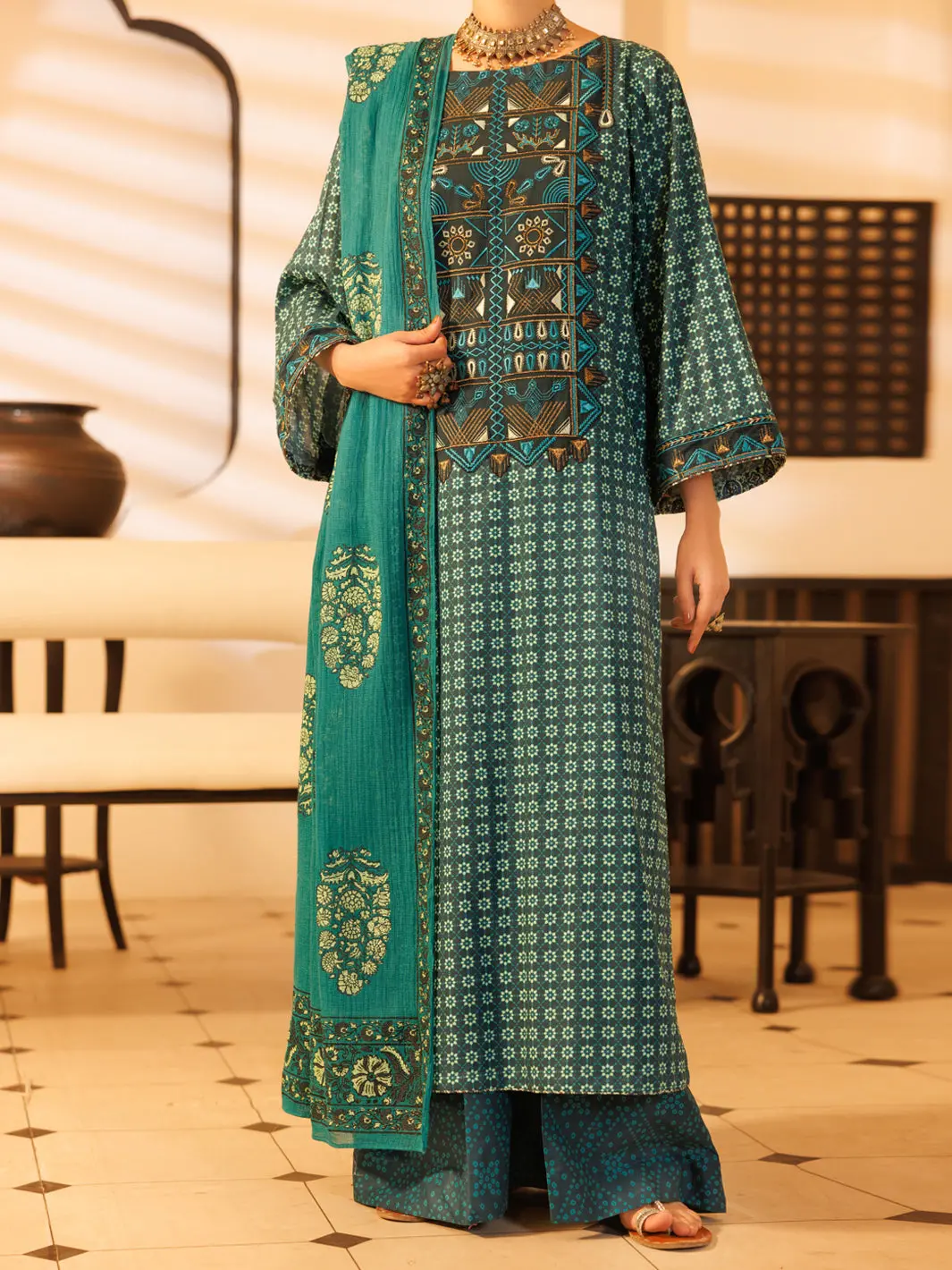 Teal Lawn Stitched 2Pc - Alp-2Ps-Lks-2337B 1