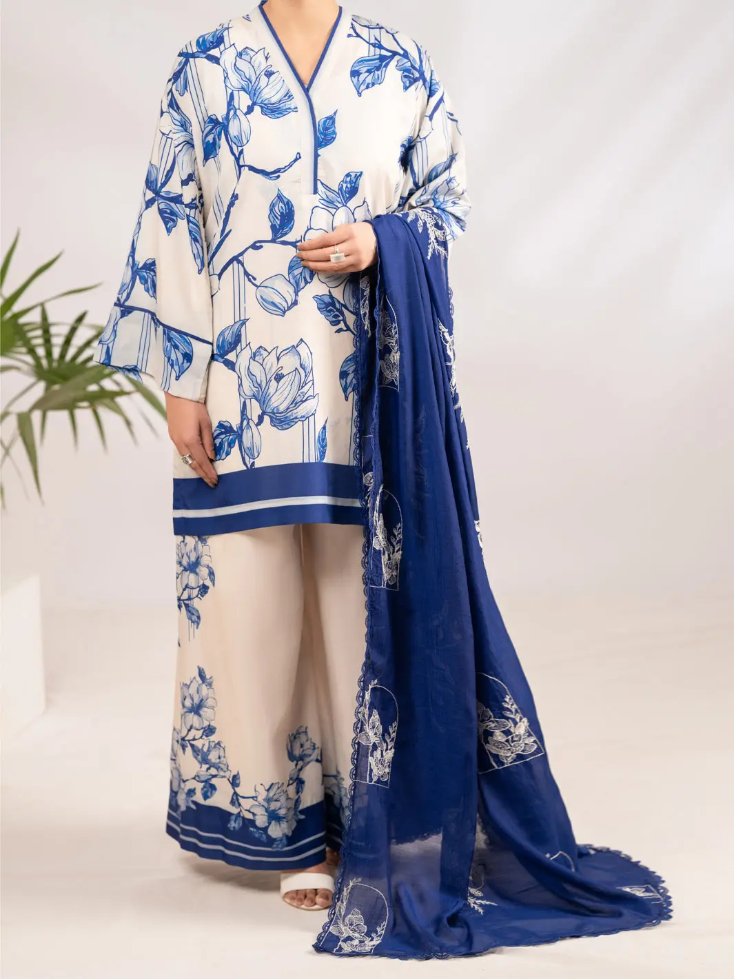 Blue Silk Lawn 2Pc Stitched - Alp-Lks-2338 1