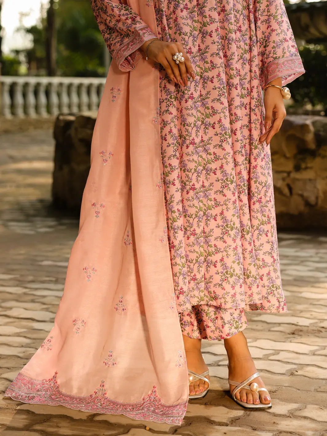 Light Pink Zari Lawn Casual Dupatta - Alp-St-2366 1