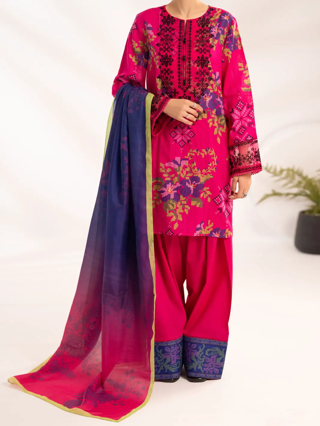 Pink Lino Kara Unstitched 3Pc - Alp-3Ps-2457 1