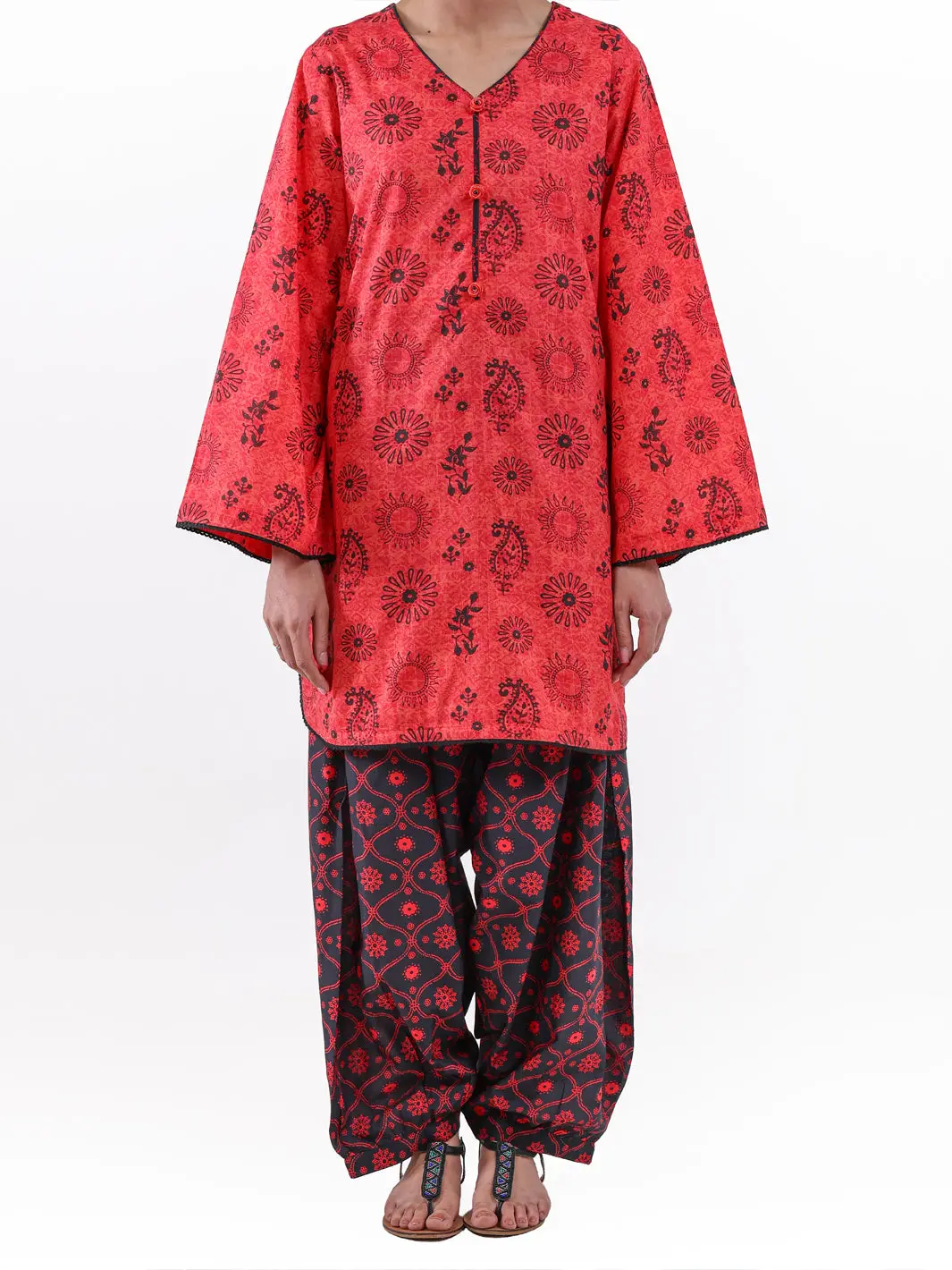 Red Lawn 2Pc Unstitched - Alp-2Ps-Lks-2498 1