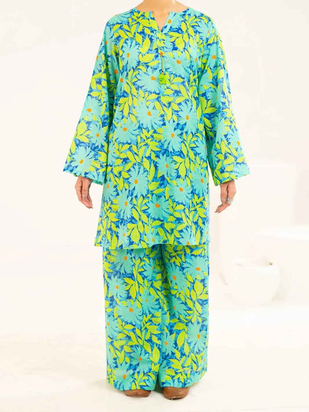 Sea Green Lawn Co-Ord Set - Alp-Slks-2518 1