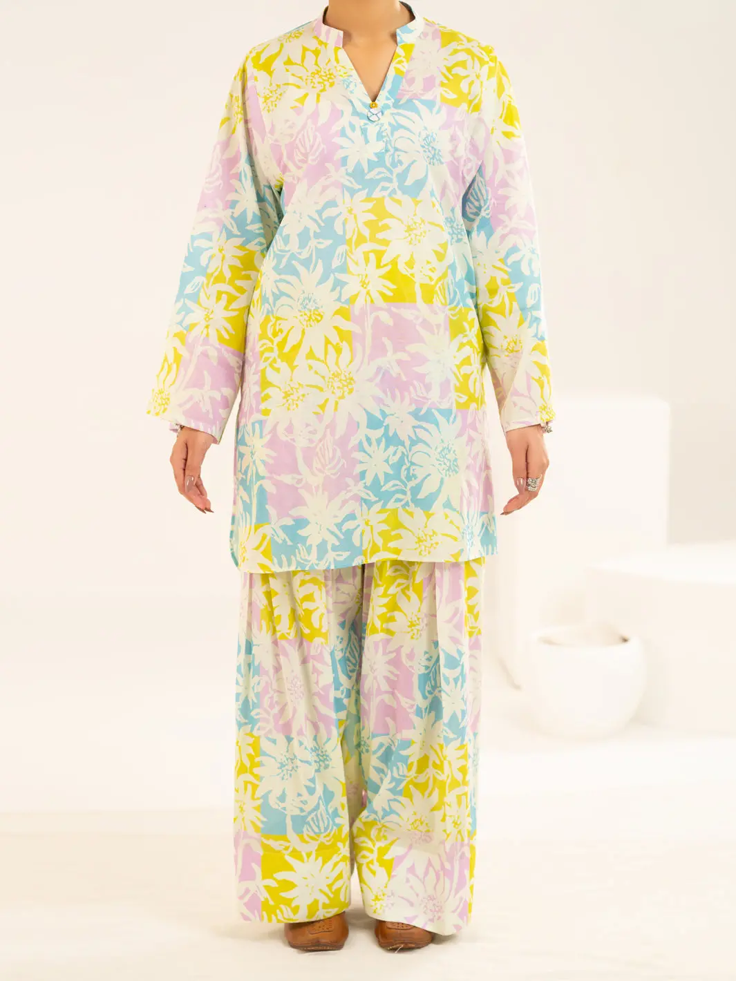 Multicolor Lawn Co-Ord Set - Alp-2Ps-Slks-2519 1