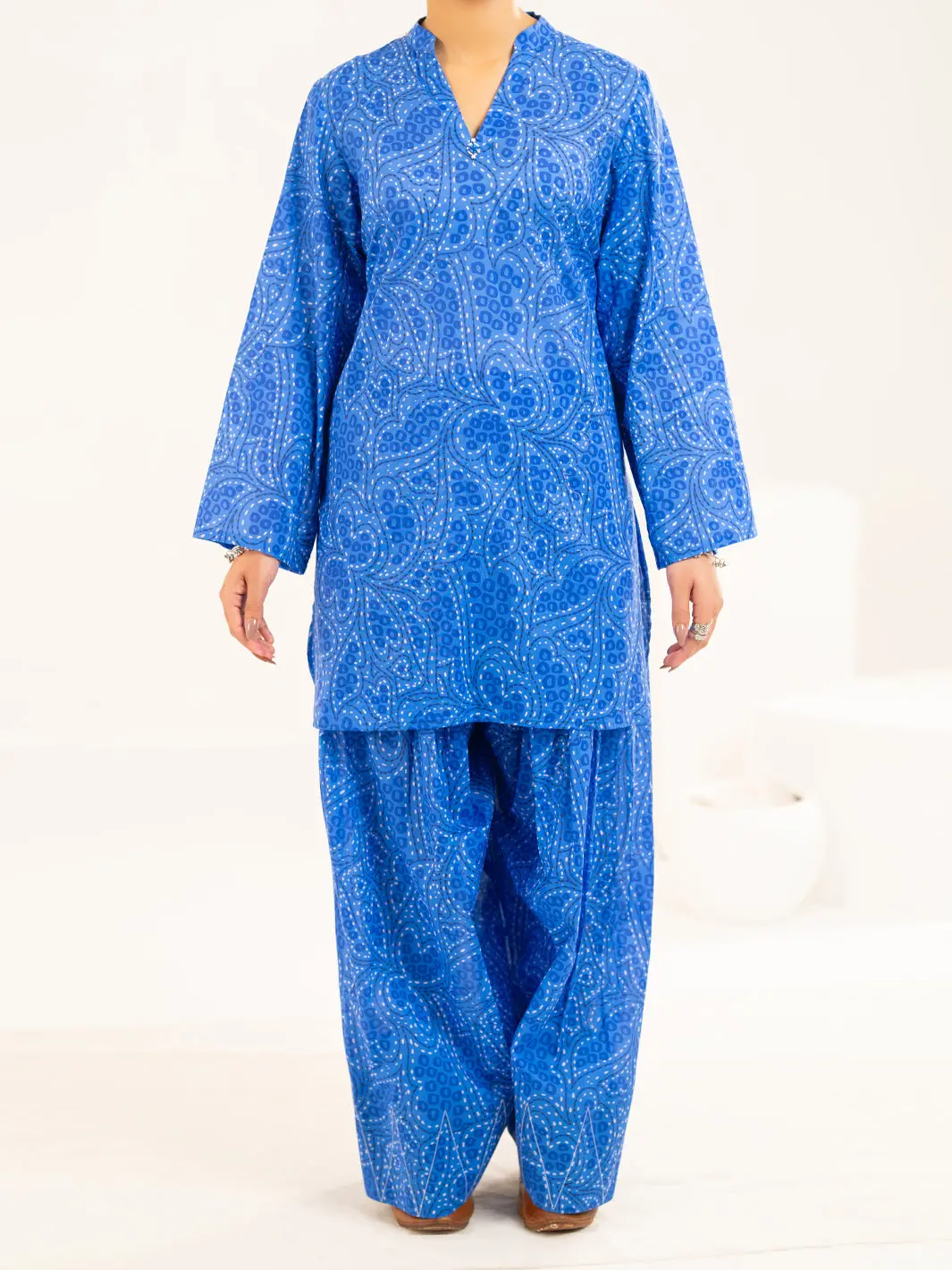 Blue Lawn Co-Ord Set - Alp-2Ps-Slks-2521 1