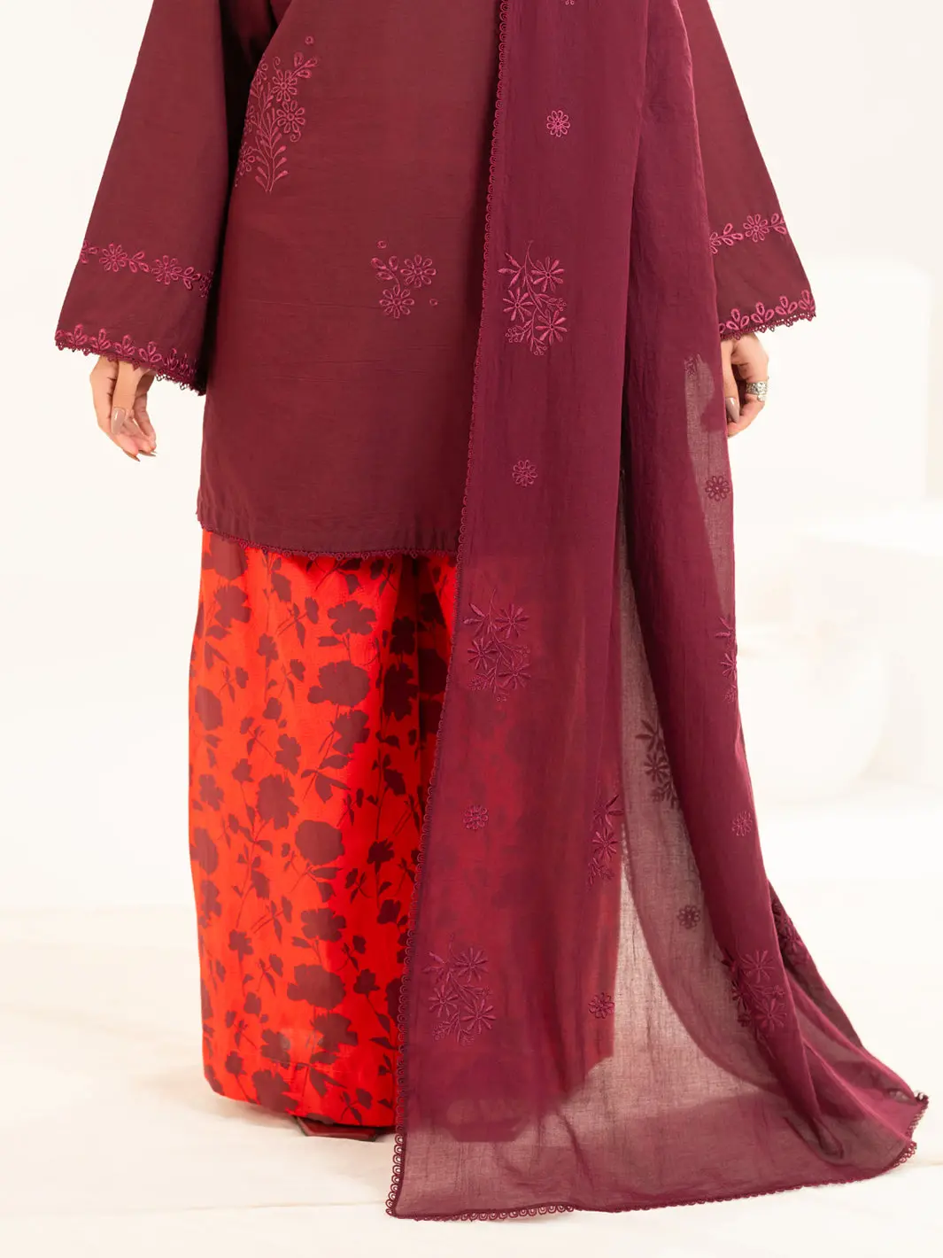 Purple Embroidered Stole - Al-St-1006 1