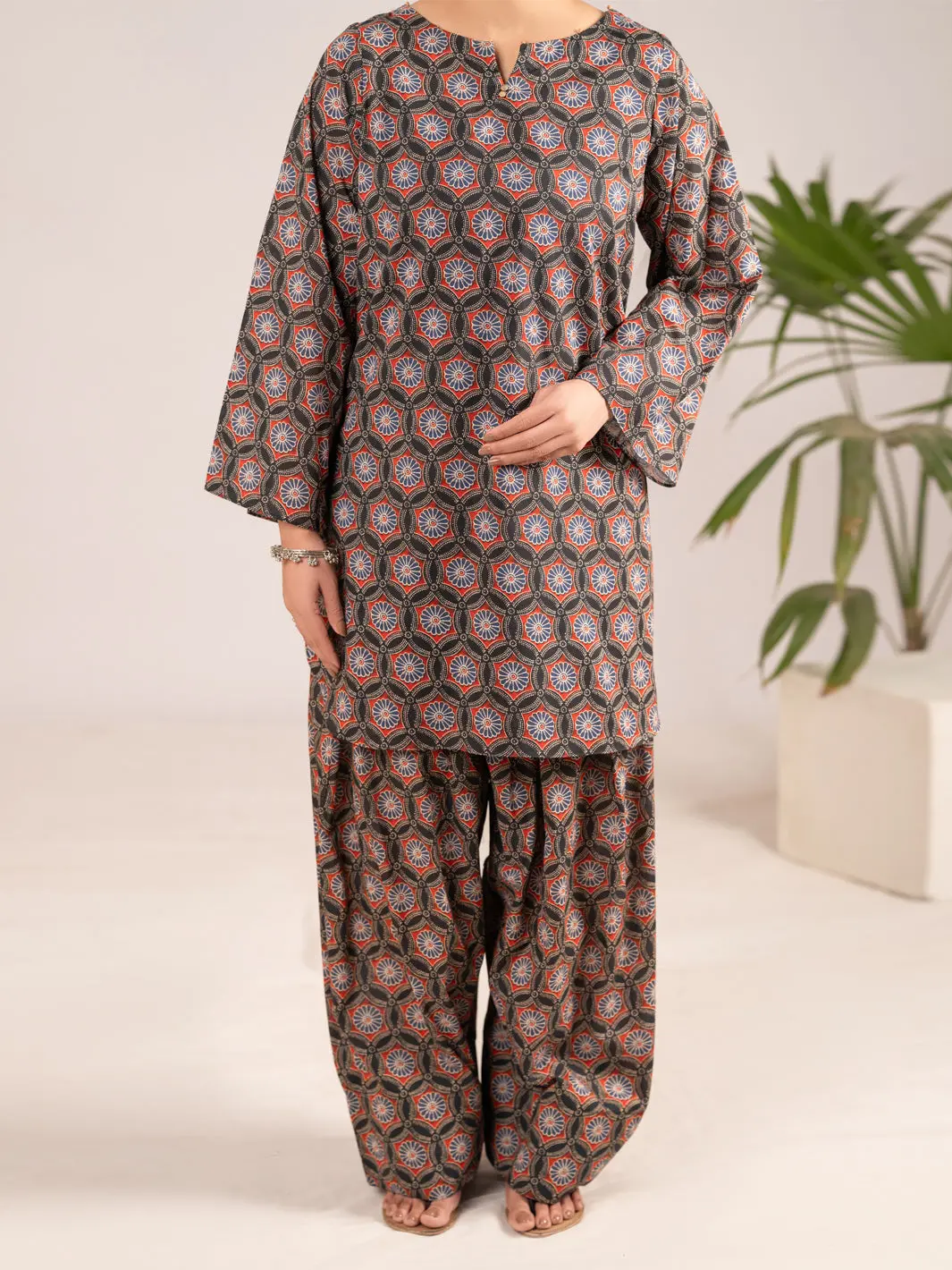 Multicolor Cambric Co-Ord Set - Alp-2Ps-Slks-2553 1
