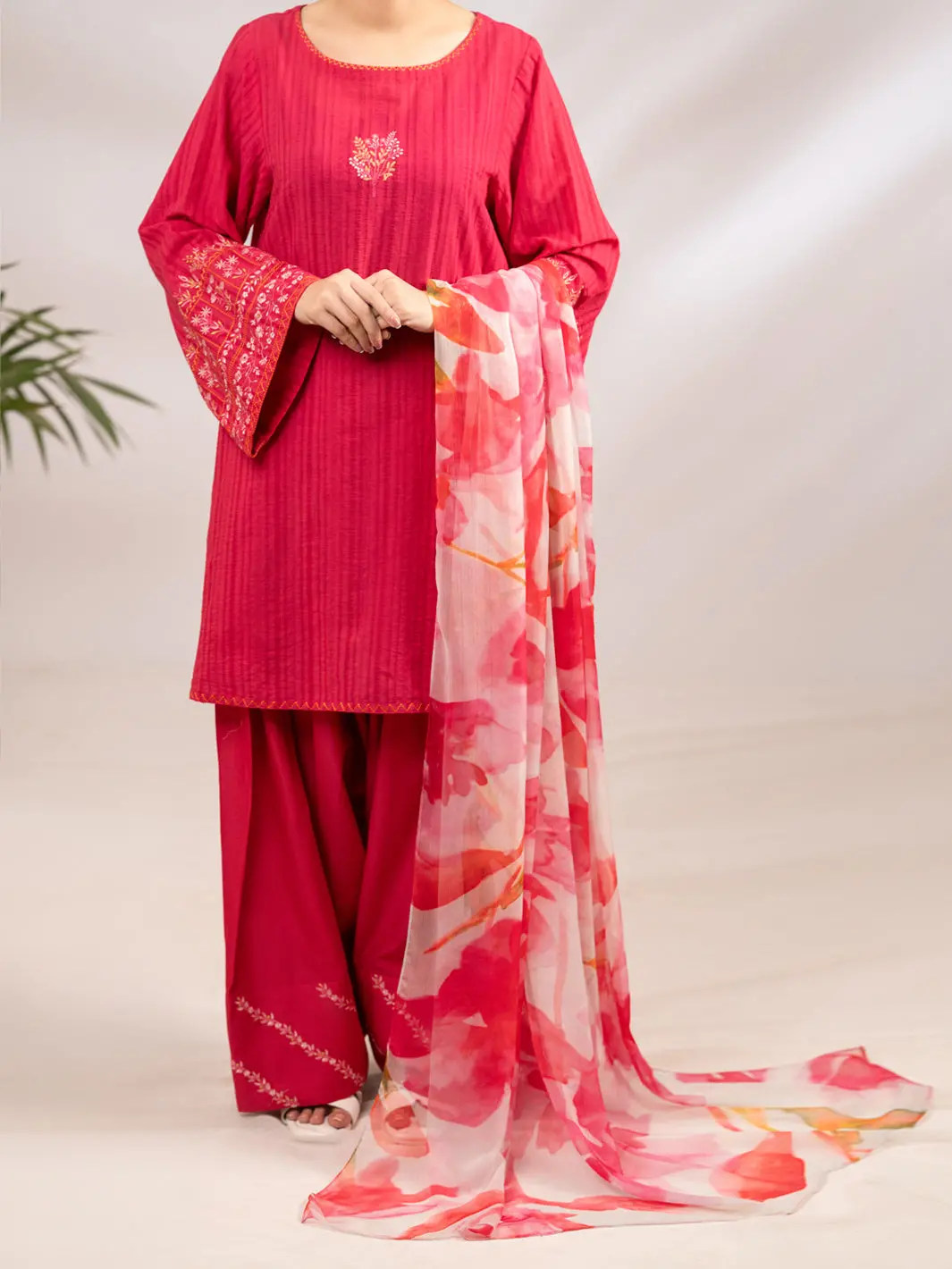 Pink Cotton Dobby 3Pc Stitched - Alp-3Ps-2323 1