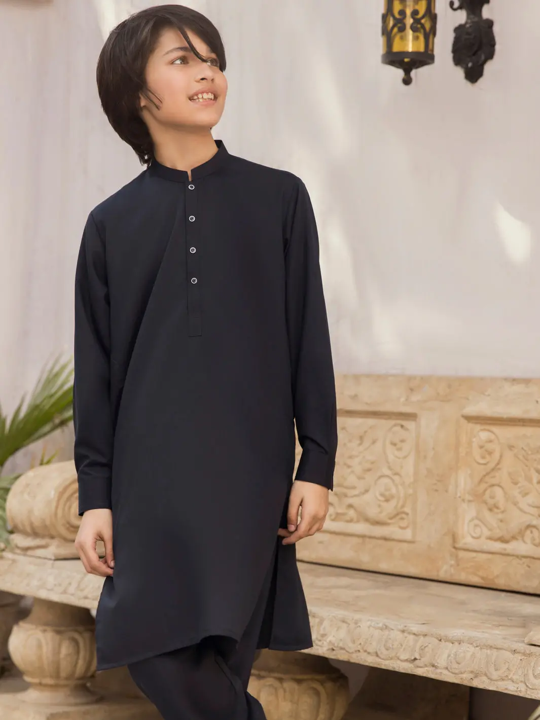 Navy Blue Blended Boy Kameez Shalwar - Alt-Ks-030C 1