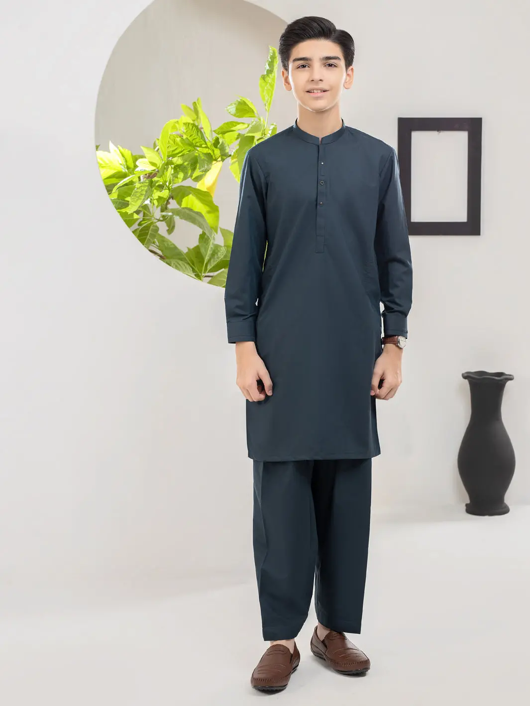 Dark Green Blended Kurta Shalwar - Alt-Ks-041 1