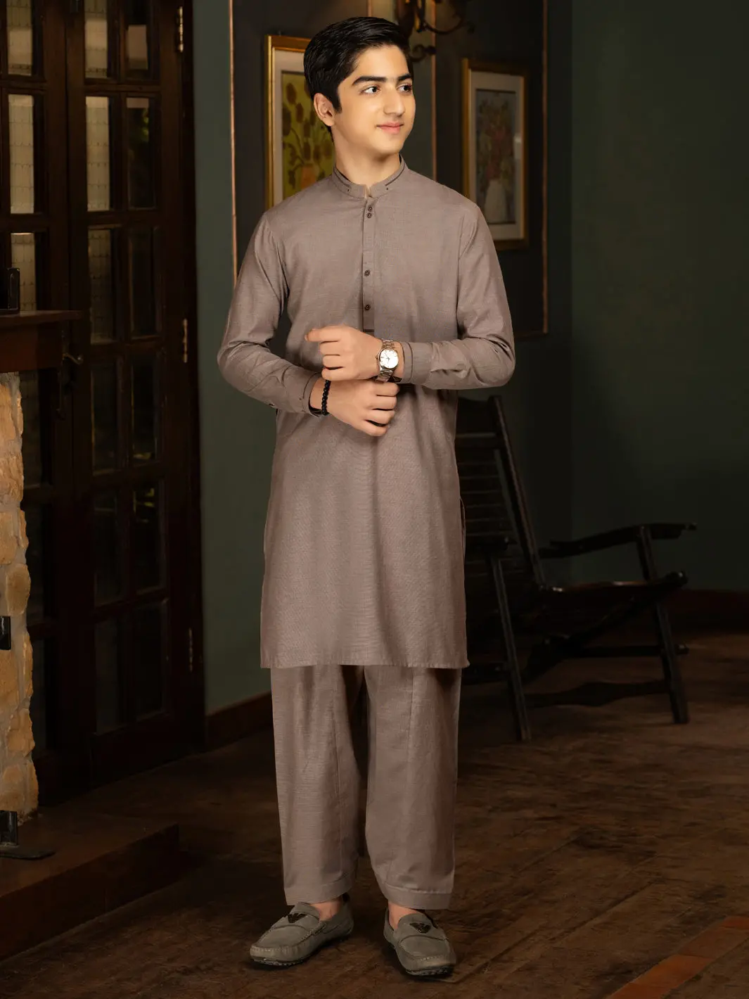 Brown Blended Kameez Shalwar - Alt-Ks-073 1