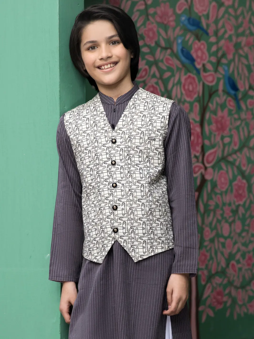 Black & White Blended Boy Waistcoat - Alt-Wc-004 1