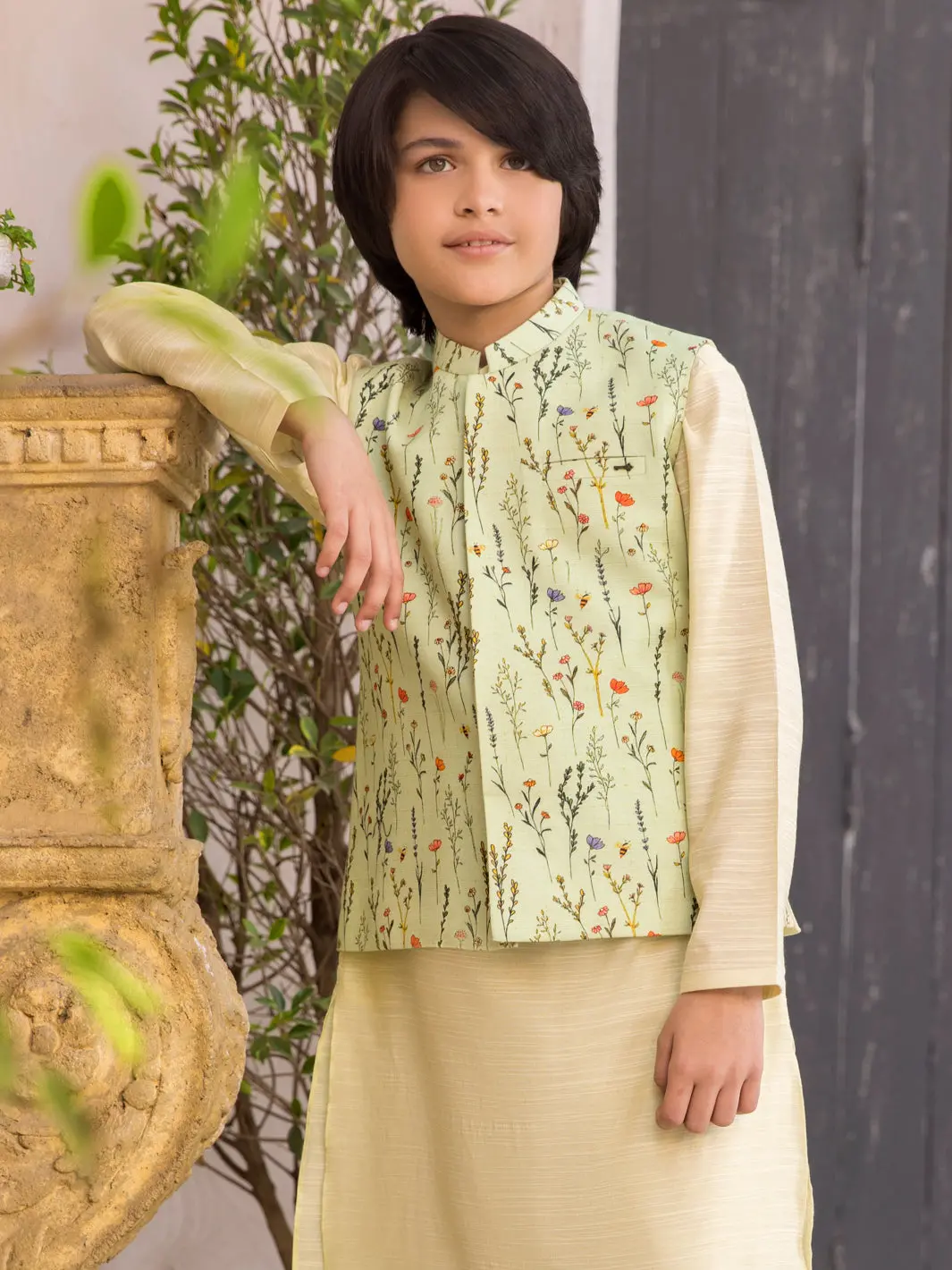 Light Green Blended Boy Waistcoat - Alt-Wc-006 1