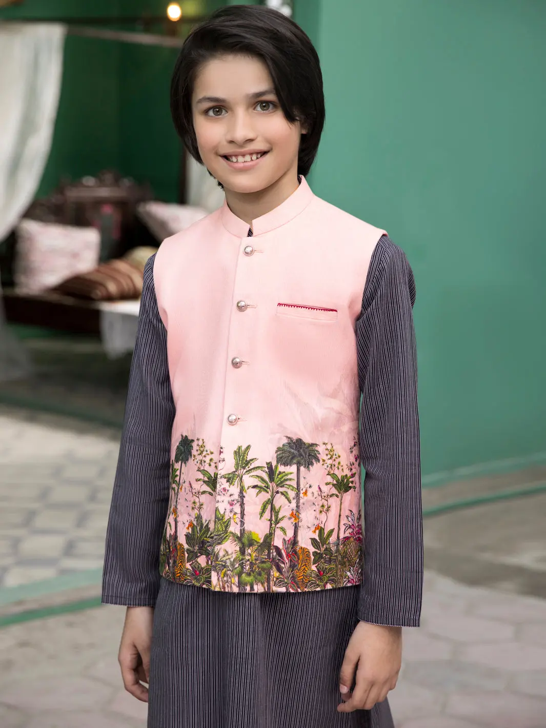 Light Pink Blended Boy Waistcoat - Alt-Wc-007 1