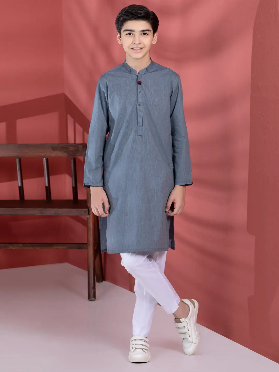 Blue Cotton Boy Kurta - Alt-K-009A 1