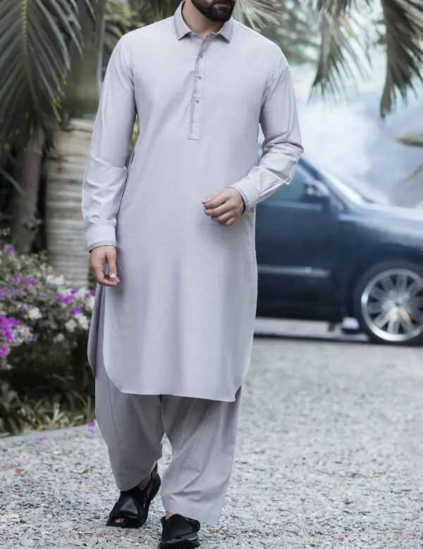Grey Kameez Shalwar - Alwa-Ks-049 1