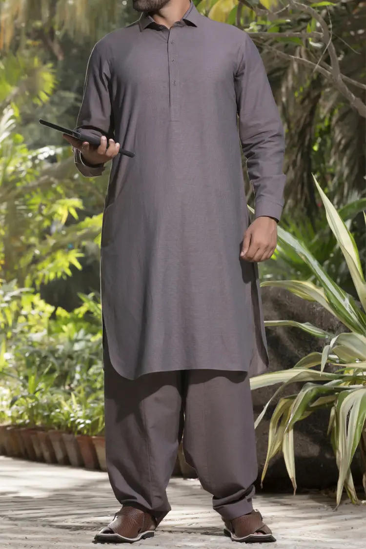 Brown Cotton Kameez Shalwar - Alwa-Ks-072 1