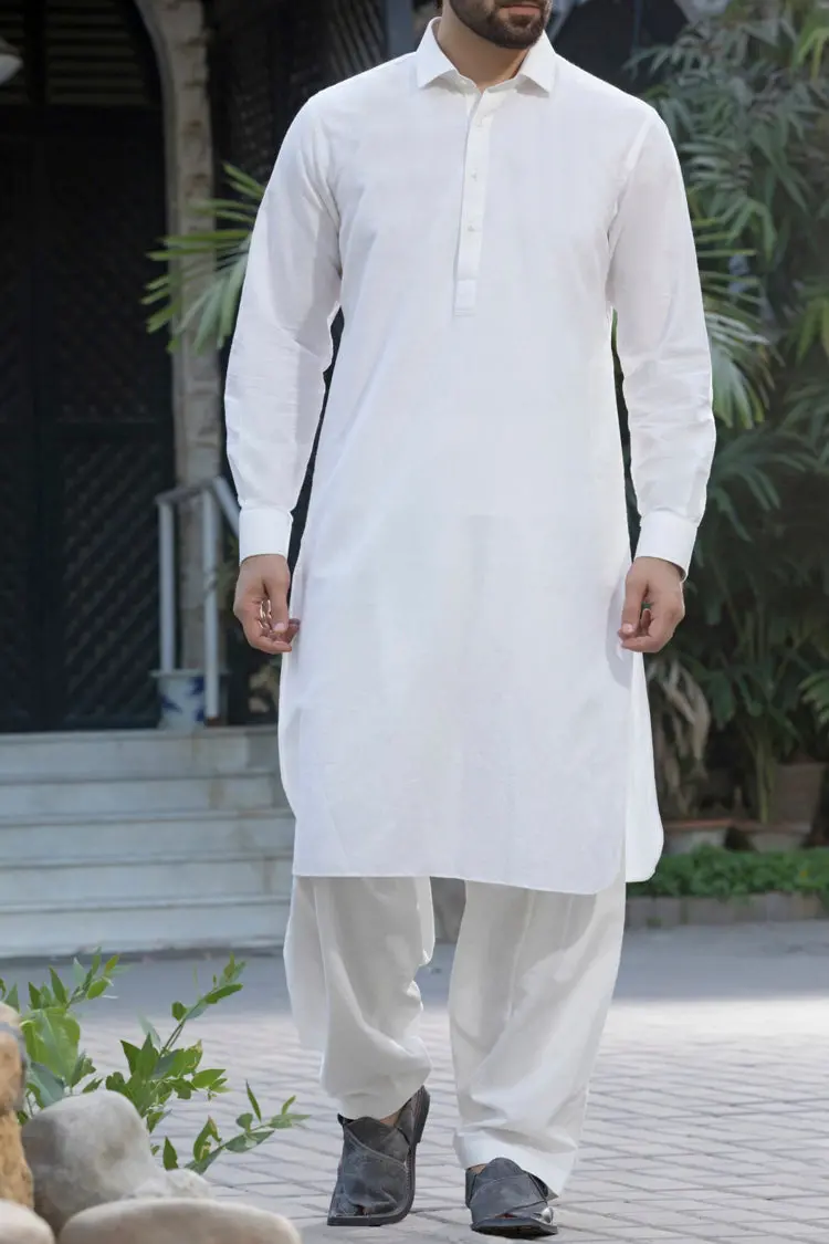 Off White Cotton Kameez Shalwar - Alwa-Ks-077 1