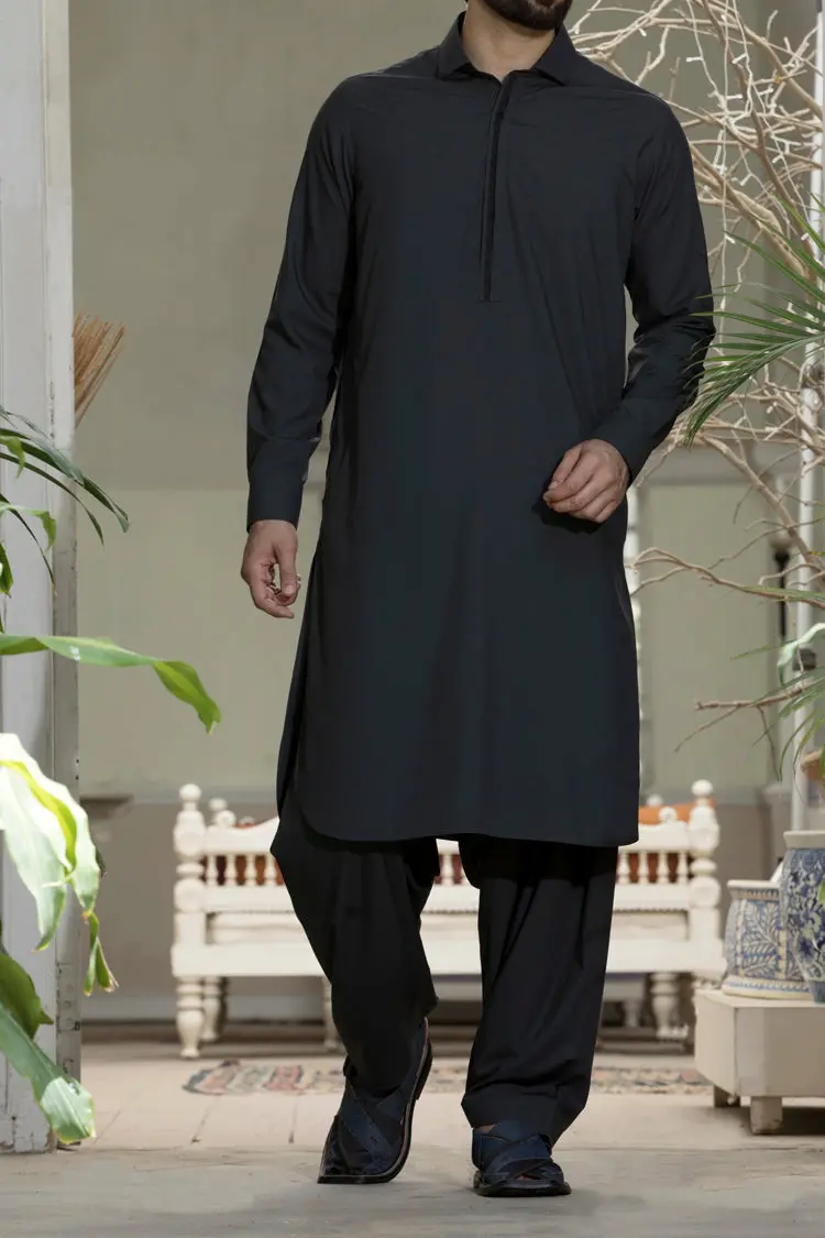Charcoal Kameez Shalwar - Alwa-Ks-083 1